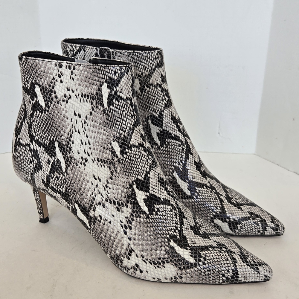 Tony Bianco Black and White Snakeskin Ankle Boots